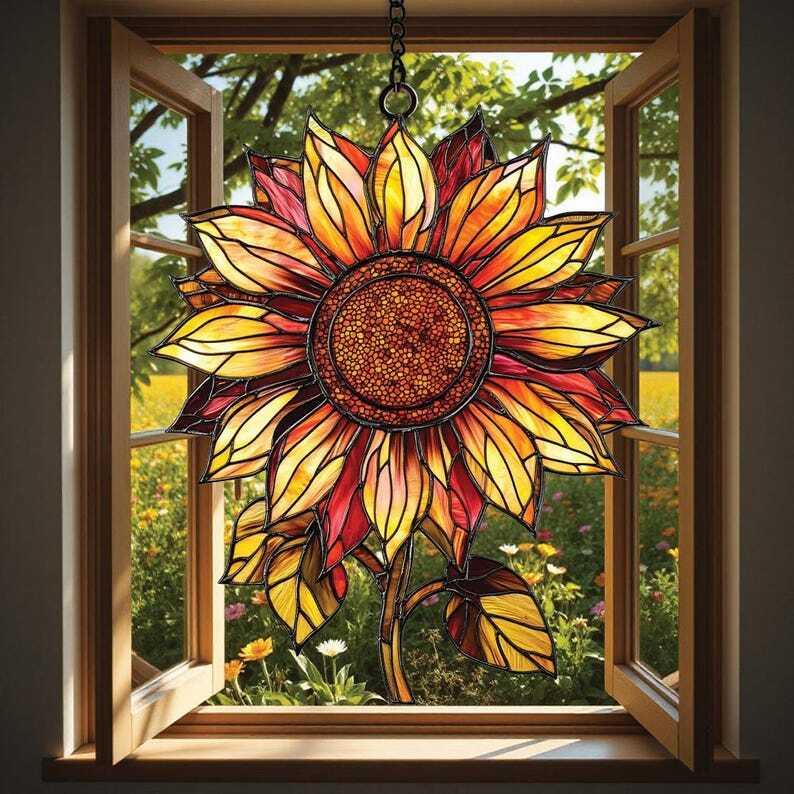 Sunflower Suncatcher Window Hanging Sign, Floral Window Decor Sunflower  Ornament for Home Decor Perfect Garden Gift for Mom Birthday Gift