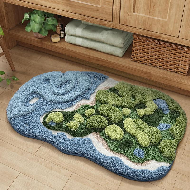 Wave Shaped Bath Mat, Non-slip Soft Floor Mat, Water Absorbing Thickened Indoor Mat, Suitable for Bedrooms and Bathrooms, Home Decor, Stocking Fillers Gift