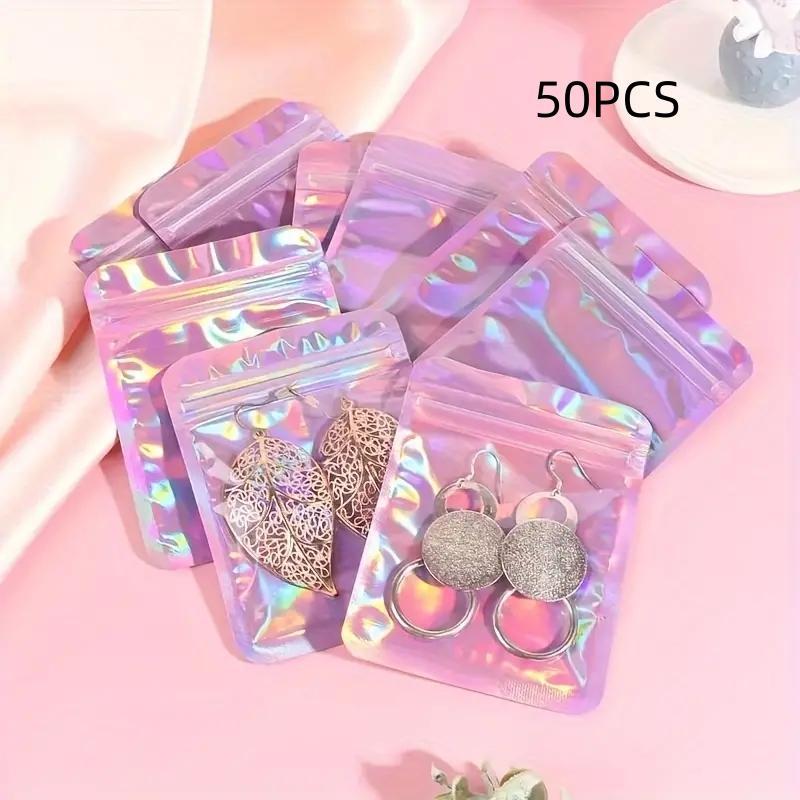 Colorful Ziplock Bag, 50pcs set Clear Self Seal Storage Bag, Jewelry Storage Bag, Home Organizer for Jewelry, Earrings, Phone Case, Watch