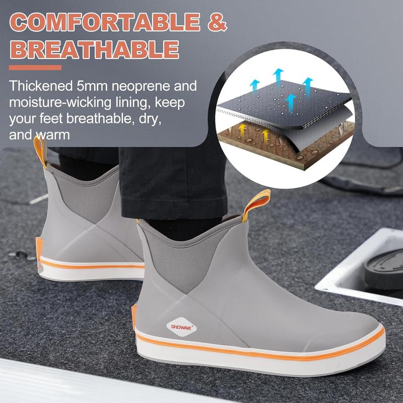 Men's Deck Boots Waterproof Ankle Rain Boots High Performance Sports Sailing Booties Non-slip Rubber Boots Outdoors