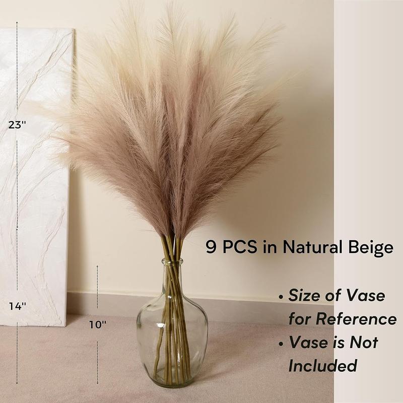 Faux Pampas Grass, 9 count 37'' 3.1FT Tall Fluffy Fake Pompas Floral, Large Artificial Pompous Grass Branches for Floor Vase Fillers, Boho Farmhouse Room Wedding Decor (Mixed Color)