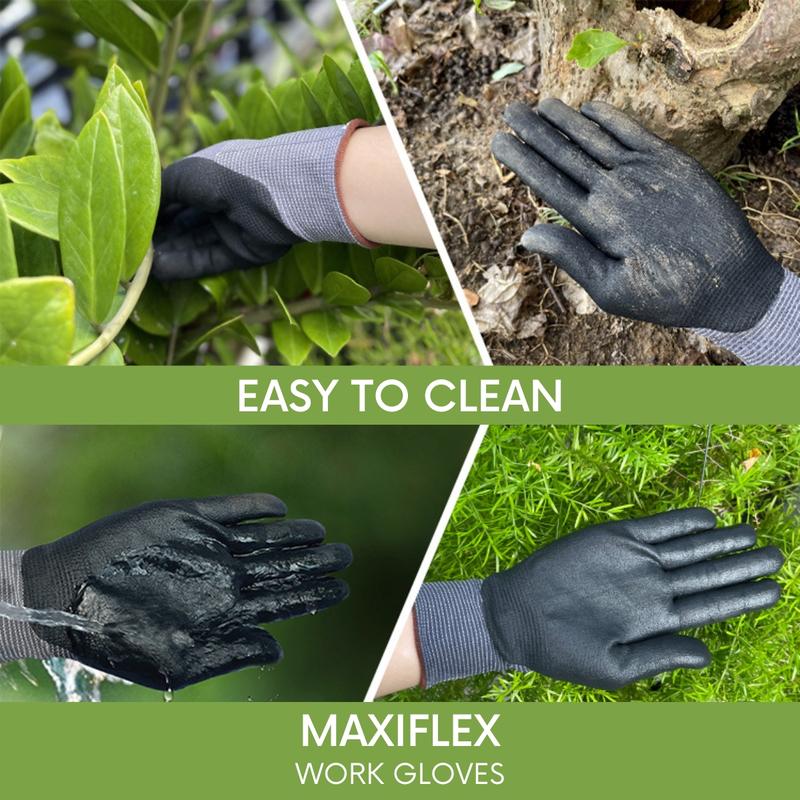 12 Pairs | Maxiflex ATG 34-874 Ultimate - Nylon, Micro-Foam Nitrile Grip Gloves - Foam Nitrile Palm Coated Gloves | Gloves Cleaning