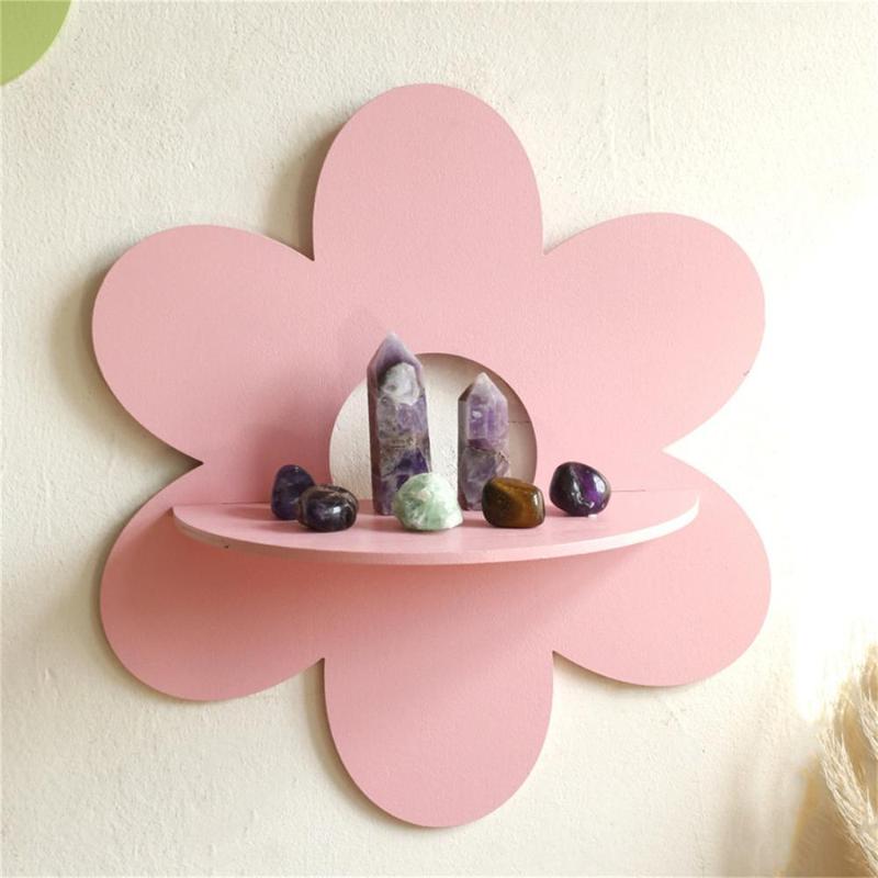 Flower Shaped Wall Mounted Storage Rack, 1 Count Wooden Wall Storage Rack, Household Storage Holder for Home Living Room Bedroom