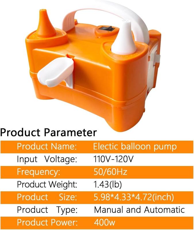 Electric Balloon Pump and Tying Tool in One, Portable Dual-Nozzle Electric Inflator 110 600W Electric Air Balloon Pump for Birthday Party Decorations Baby Shower Wedding Graduation Balloons Decor