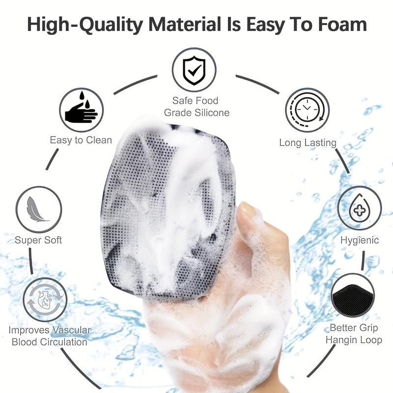 Soft Silicone Body Scrubber for Men, 1 2 Counts Cleaning & Exfoliating Body Scrubber with Ergonomic Non-slip Handle, Home Essentials Bathroom Scrubber, Summer Gift, Bathroom Accessories, Home Essentials