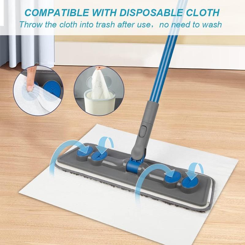 Microfibre Floor Mop for Cleaning Floors - Flat Floor Mop for Laminate Wooden Hard Floor Vinyl Tile, Dust Wet Dry Mop for Kitchen Bathroom Wall Cleaning with 3 Washable Chenille Pads Wipes