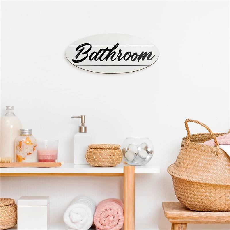 3-Piece Farmhouse Bathroom, Pantry, and Laundry Wall Decor Set – Rustic Wooden Hanging Signs for Home Decoration (Cute Style) Decorative Jet