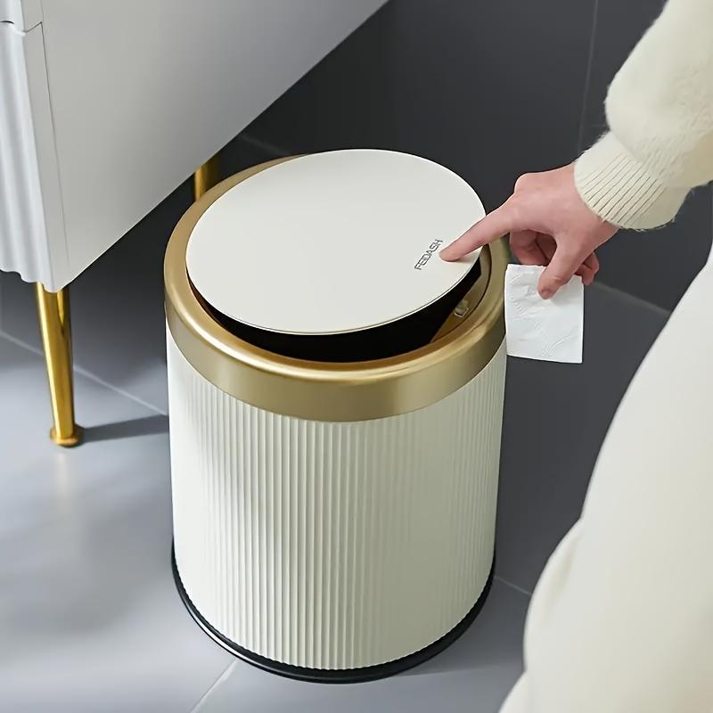 Round Trash Can with Lid, 1 Count Household Trash Bin, Kitchen Trash Waste Can, Bathroom Waste Container for Living Room