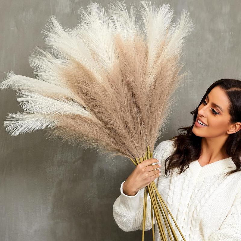 Faux Pampas Grass, 9 count 37'' 3.1FT Tall Fluffy Fake Pompas Floral, Large Artificial Pompous Grass Branches for Floor Vase Fillers, Boho Farmhouse Room Wedding Decor (Mixed Color)