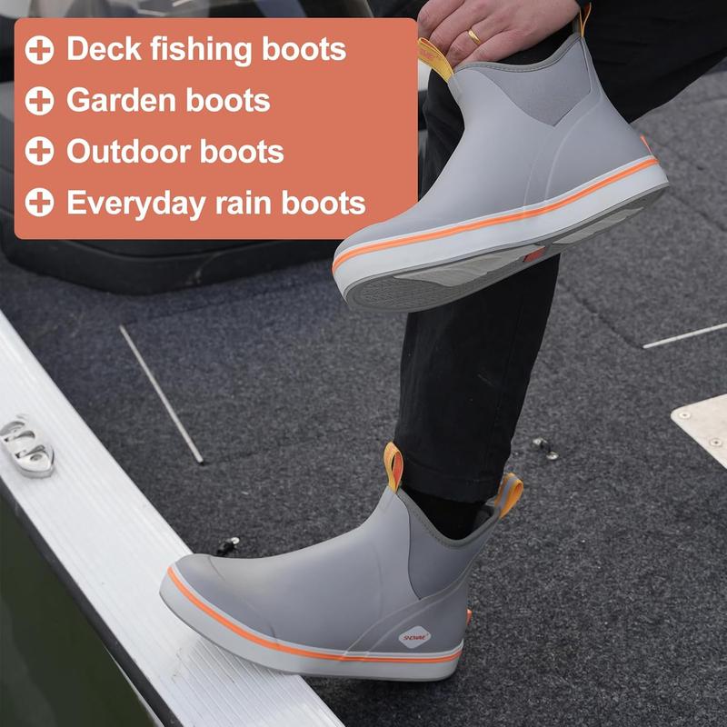 Men's Deck Boots Waterproof Ankle Rain Boots High Performance Sports Sailing Booties Non-slip Rubber Boots Outdoors