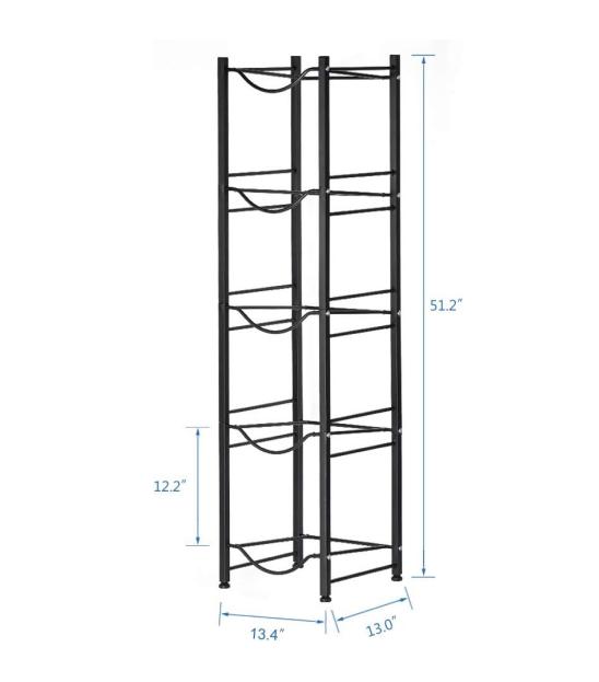 Standing Water Cooler Jug Rack, Sturdy 5-Gallon Water Bottle Storage Rack, 5-Tier Heavy Duty Bottle Organiser Shelf for Kitchen, Office, Black