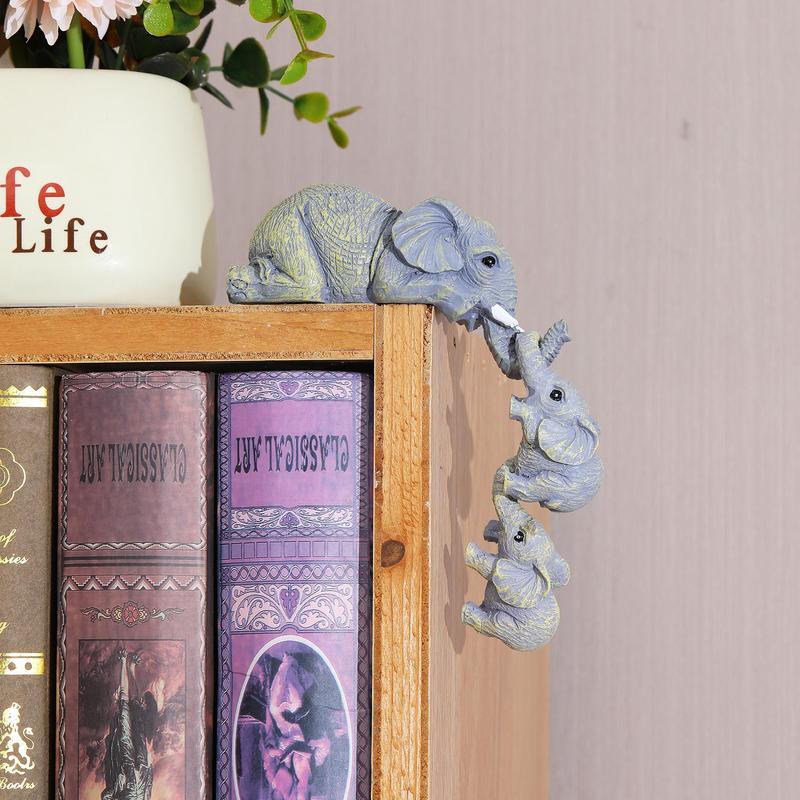 Elephant Design Ornaments, 3pcs set Elephant Mother Hanging Two Babies Statue Figurine, Resin Decoration Craft for Yard Garden Home Living Room Decors, Room Accessories