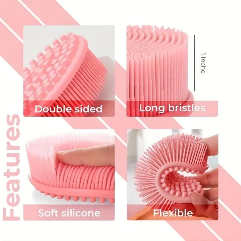 Silicone Cleansing Brush for Shower, Household Adult Double-sided Rubbing Bath Brush, Body Massage Bath Brushes for Women & Men, Reusable Exfoliating Brush