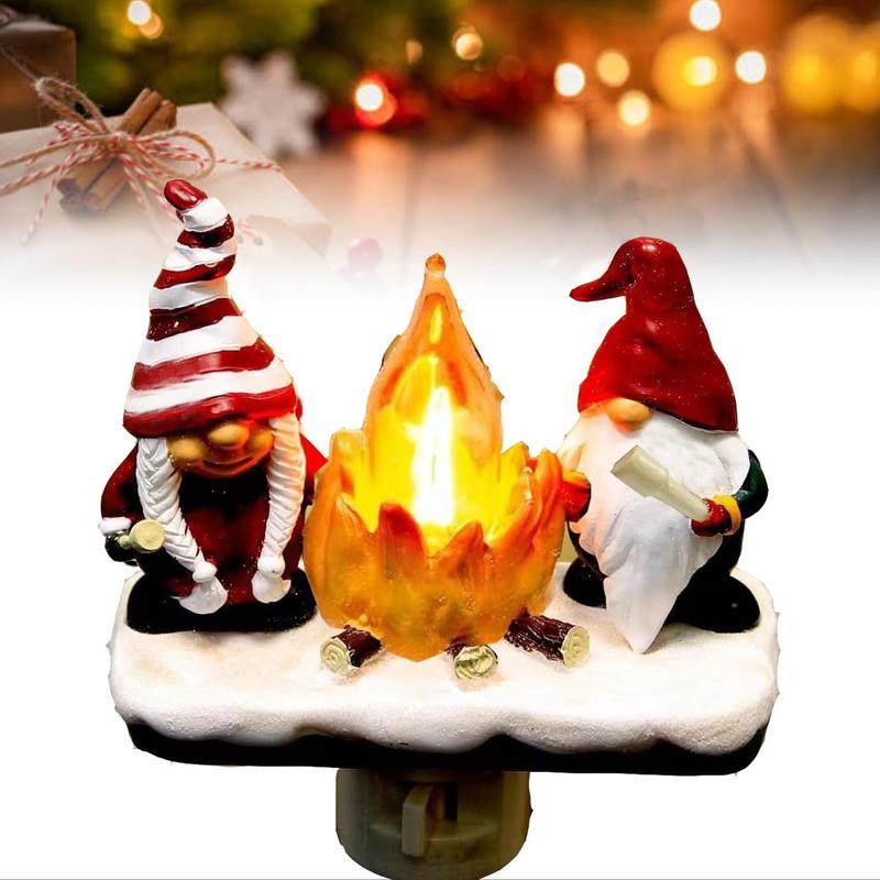 Stove & Gnome Design Night Light, 1 Count Creative Plug Charging Christmas Themed Ornament, Decorative Night Light for Home Bedroom Living Room