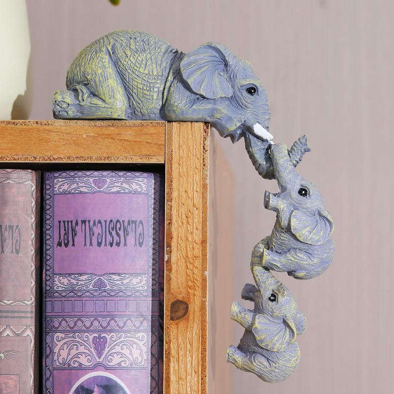 Elephant Design Ornaments, 3pcs set Elephant Mother Hanging Two Babies Statue Figurine, Resin Decoration Craft for Yard Garden Home Living Room Decors, Room Accessories