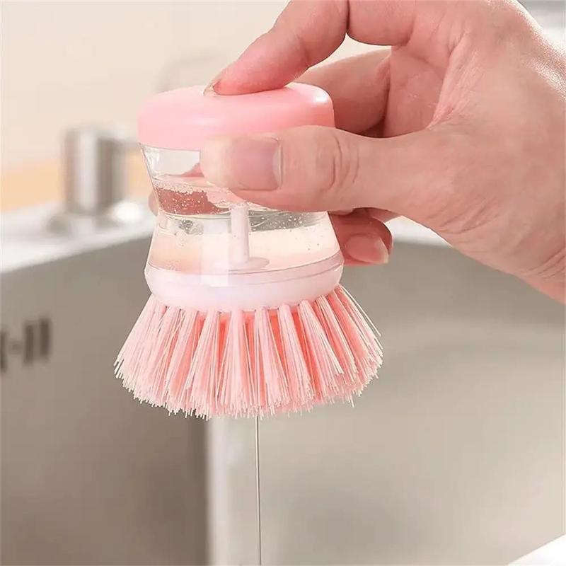 Soap Dispenser Brush, 1 Count Automatic Soap Dispensing Scrub Brush for Pot Pan Kitchen Sink, Liquid Filling Cleaning Brush