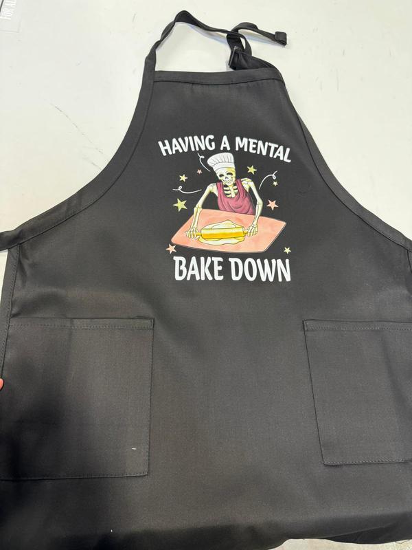 Having a Mental Bake Down Apron, Skeleton Chef Apron, Gift for Baker, Funny Cooking Apron, Halloween Baking Apron, Halloween Chef Aprons