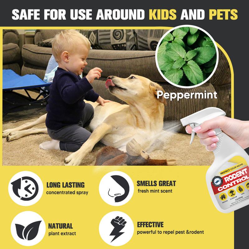 ANEWNICE Rodent Repellent Spray, Peppermint Oil Spray for Rodents,Indoor Outdoor Mouse and Rat Prevention, Rat Repellent, Effective Mouse Repellent-1P