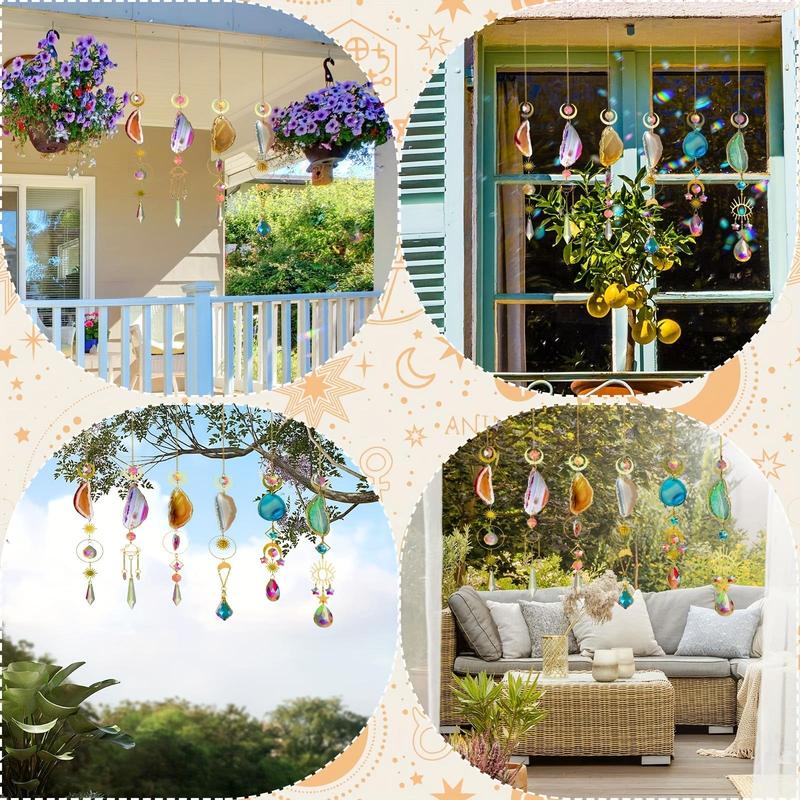 Colorful Artificial Crystal Sun Catcher, 6 Counts set Dream Catcher Hanging Ornament, Hanging Decor for Home Garden Party Wedding