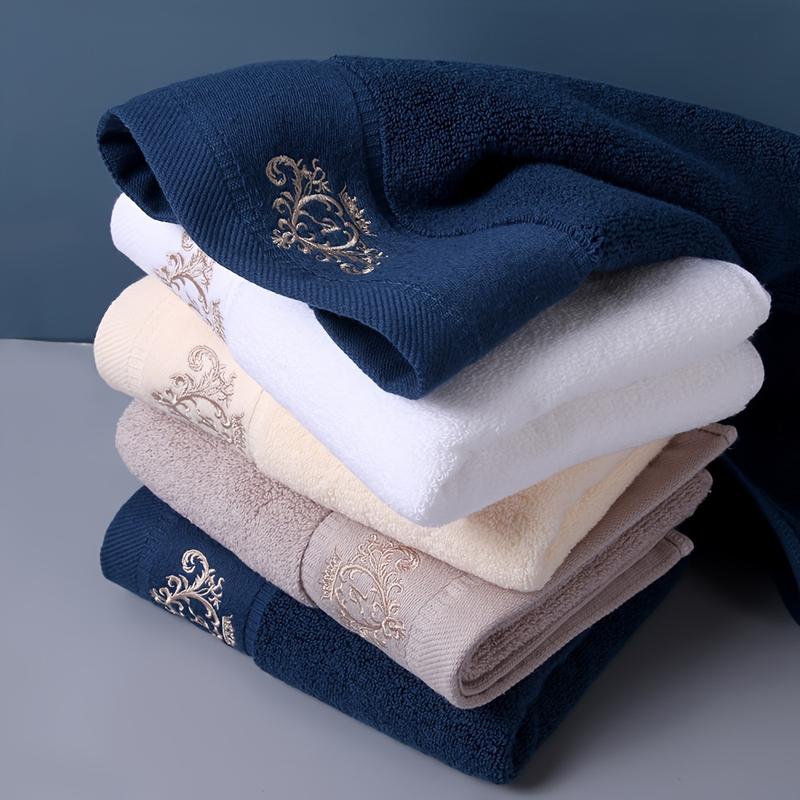 5 pieces 100% cotton thickened face towel, quality interwoven alphabet embroidery hand towel, unisex, bathroom items, household items