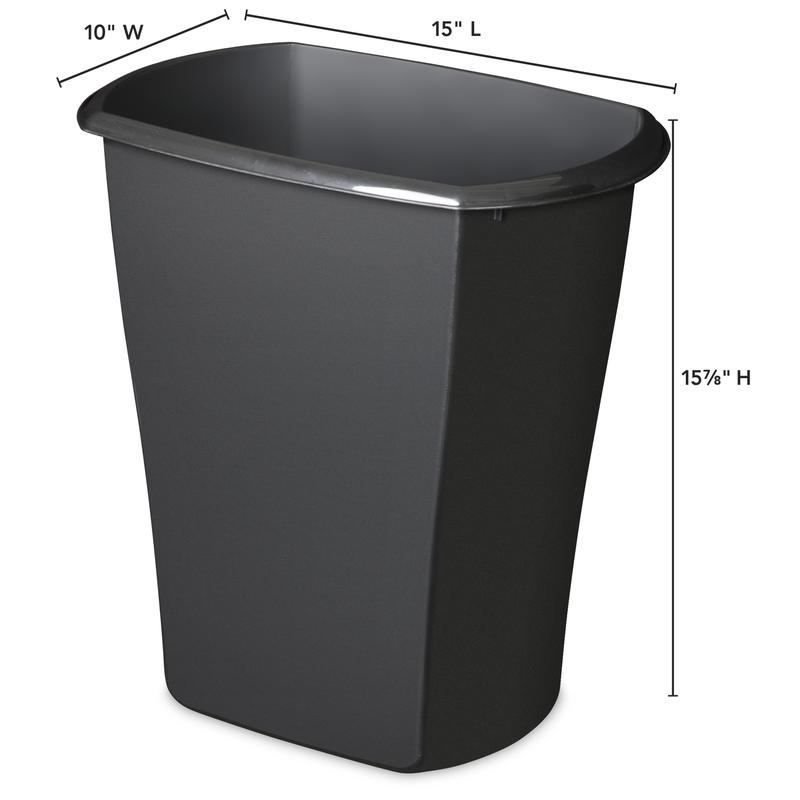 5.5 Gal. Rectangular Wastebasket Plastic, Black