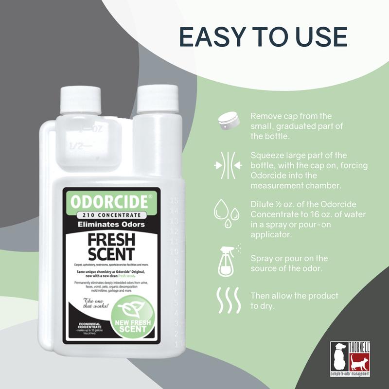 Odorcide Odor Eliminator Concentrate: Odor Eliminator for Strong Odor on Carpets, Hardwood & More - Fresh Scent - 16 oz