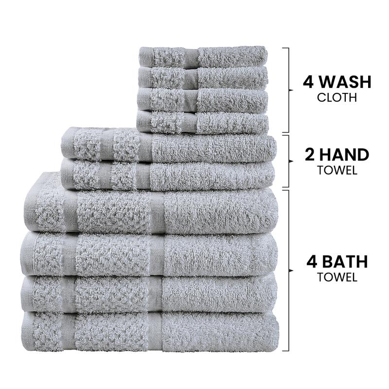 Mainstays 10 Piece Towel Set with Upgraded Softness & Durability, Grey No Brand Bath Cotton Border Hand