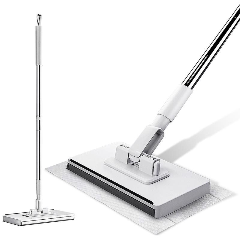 Sweeper Mop 2-in-1 Dry + Wet Floor Mopping and Sweeping,No-Touch Dirty Pads Disposable Cleaning Microfiber Mop Head, Lightweight Retractable Handle