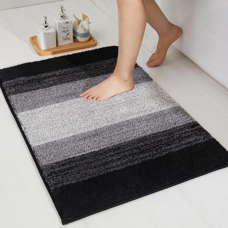 Striped Pattern Bathroom Mat, 1 Count Non-slip Soft Absorbent Bath Rug, Machine Washable Bathroom Floor Mat, Bathroom Accessories