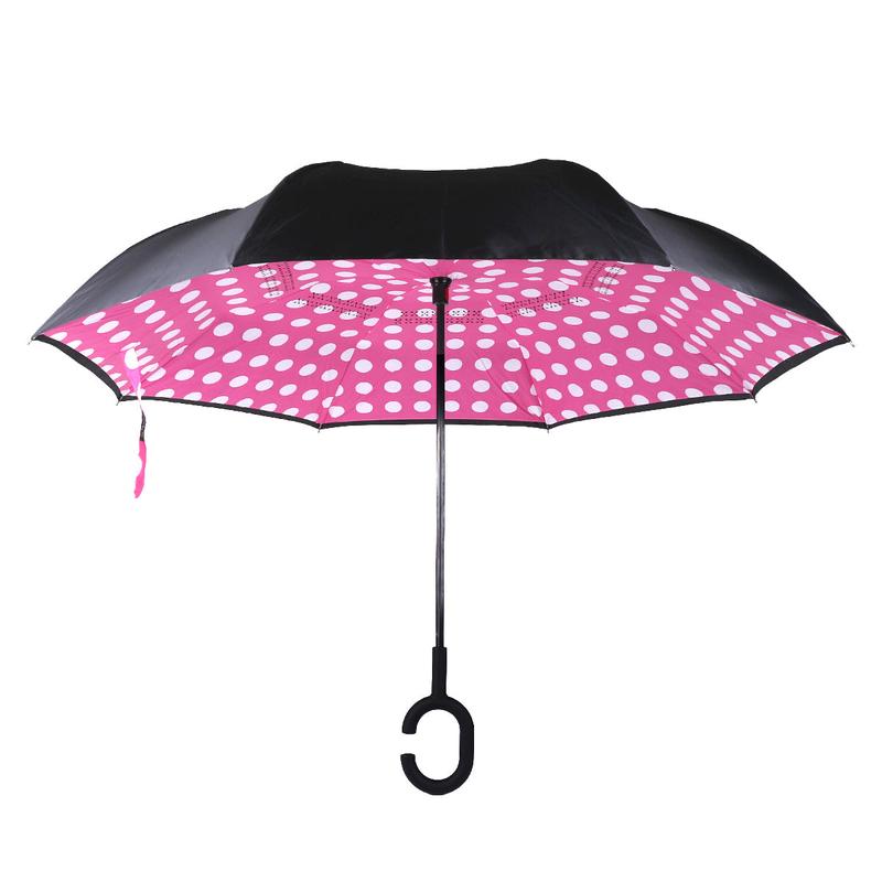 Pink Big Polka Dot Double Layer Inverted Umbrella - UM18063-1