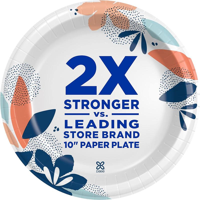 90 Count 8.5 Inch Paper Plates, , 2X Stronger Disposable Plates For Everyday Breakfast, Lunch, & Dinner Meals