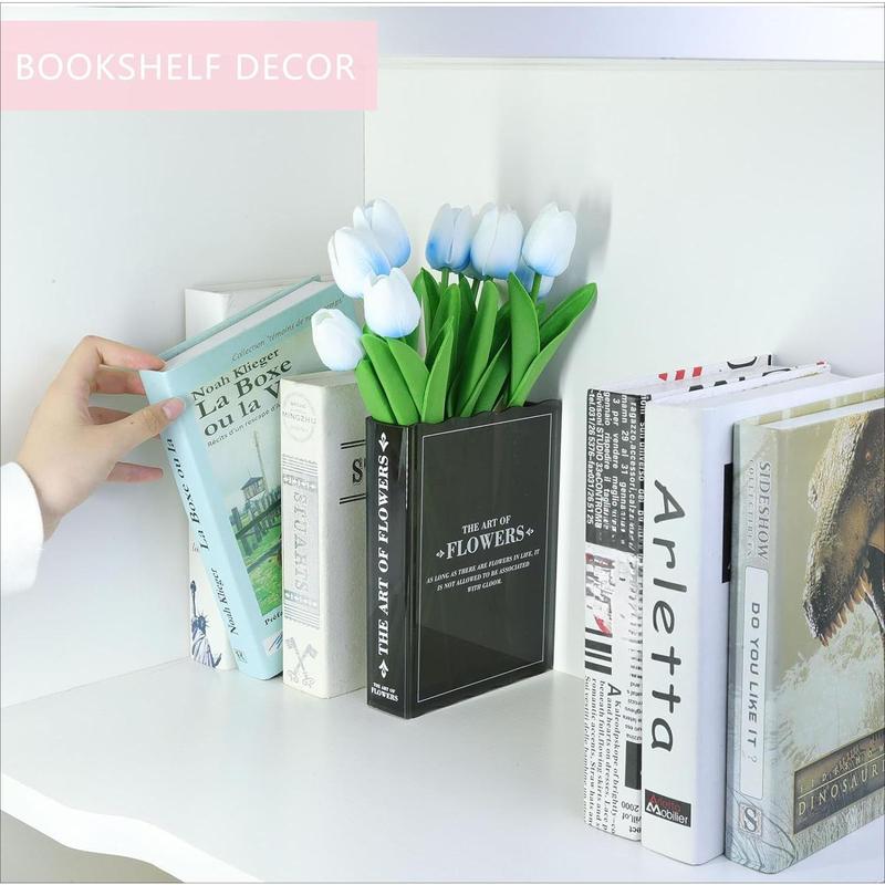 Book-shaped Flower Vase, Bookshelf Decor, Black Vase for Home Decor & Cultural Flavor Acrylic Flowers Vases for Bedroom & Home Office Decor (black)