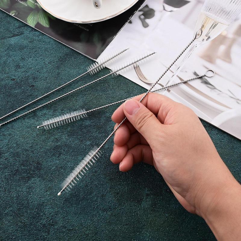 12pcs Stainless Steel Straw Cleaning Brush, Reusable Straw Cleaner, Nylon Household Gap Brush