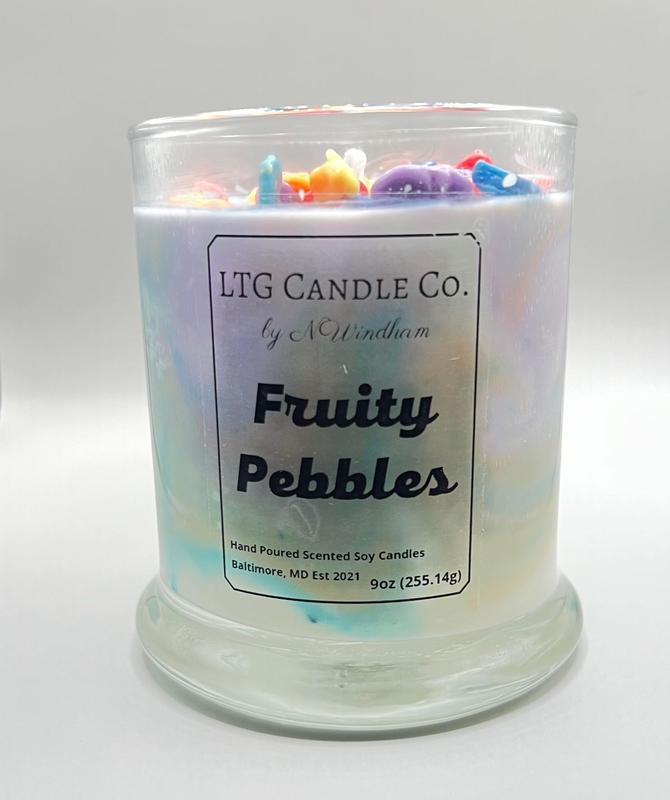 FRUITY PEBBLES Scented Candle - 100% Scented Soy Wax Candles, Cheerful Fruity Pebbles Aroma, Long Burn Time - Home Decor Candles Room Freshener