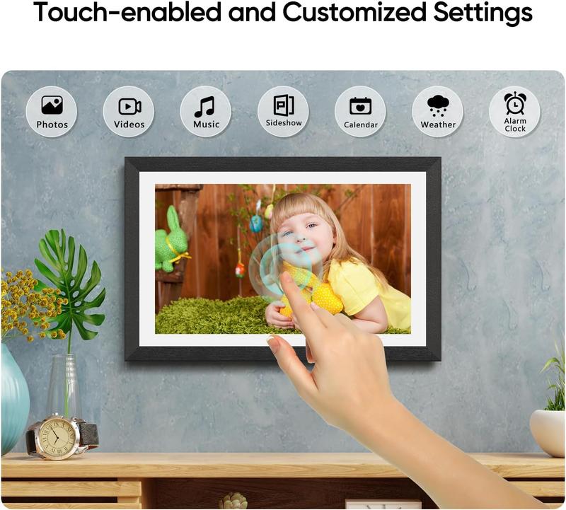 ARZOPA Frameo Digital Picture Frame 10.1 Inch Smart WiFi Digital Photo Frame 32GB with 1280x800 IPS Touch Screen, Auto-Rotate and Slideshow, Easy Setup to Share Photos Or Videos from Anywhere Anytime,Perfect Gifts for friends,family,Gift ideas Home Decor