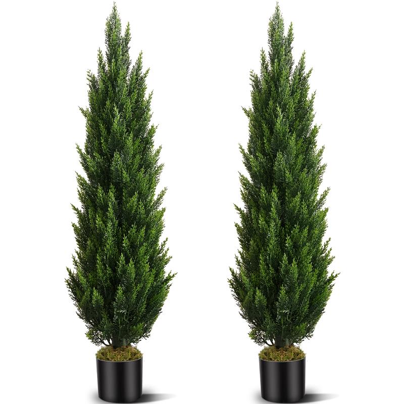 VITALISMO 3 4 5FT Tall Artificial Cedar Tree, Simulation Bush Plant, Realistic Fake Pine Tree for Home Office Living Room Porch Patio, Christmas Decoration Home Decor Artificial Silk Ornaments Decorative Fruit