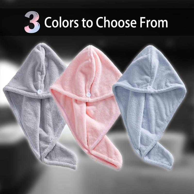 Microfiber Hair Plopping Towel Wrap, 3 Packs Super Absorbent Quick Dry Hair Turbans for Wet Hair, Drying Hair Wrap Towels for Women Gift