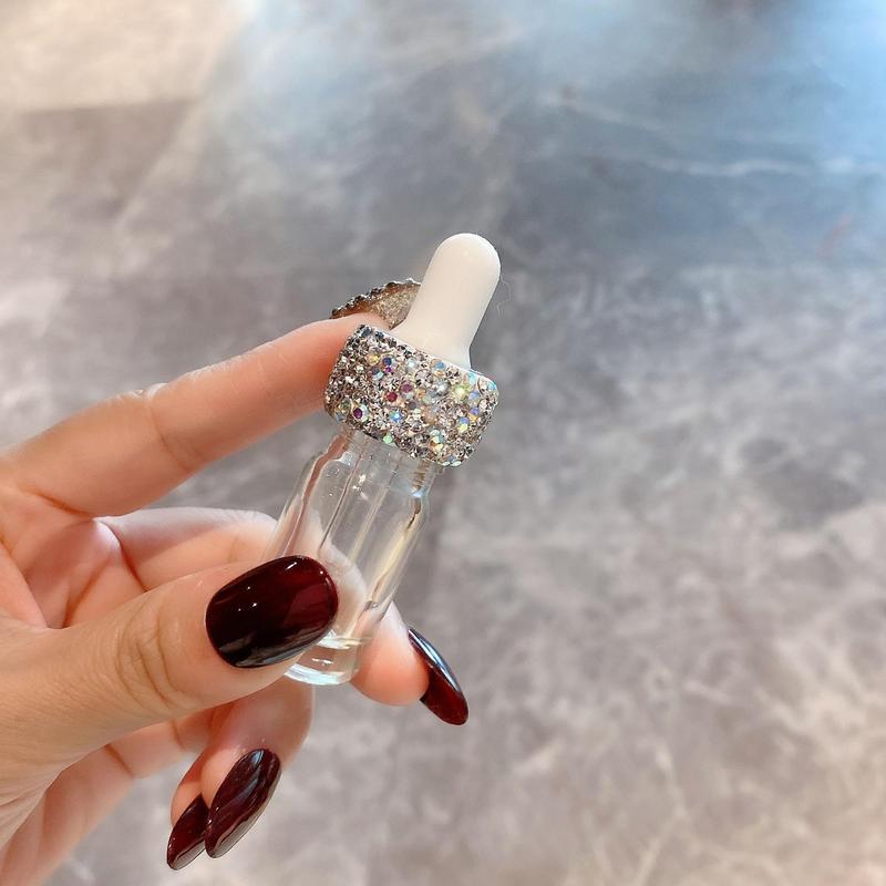 Rhinestone Decor Glass Dropper Bottle, 1 Count Mini Essential Oil Dropper Bottle, Portable Empty Perfume Cosmetic Liquid Container for Indoor & Outdoor