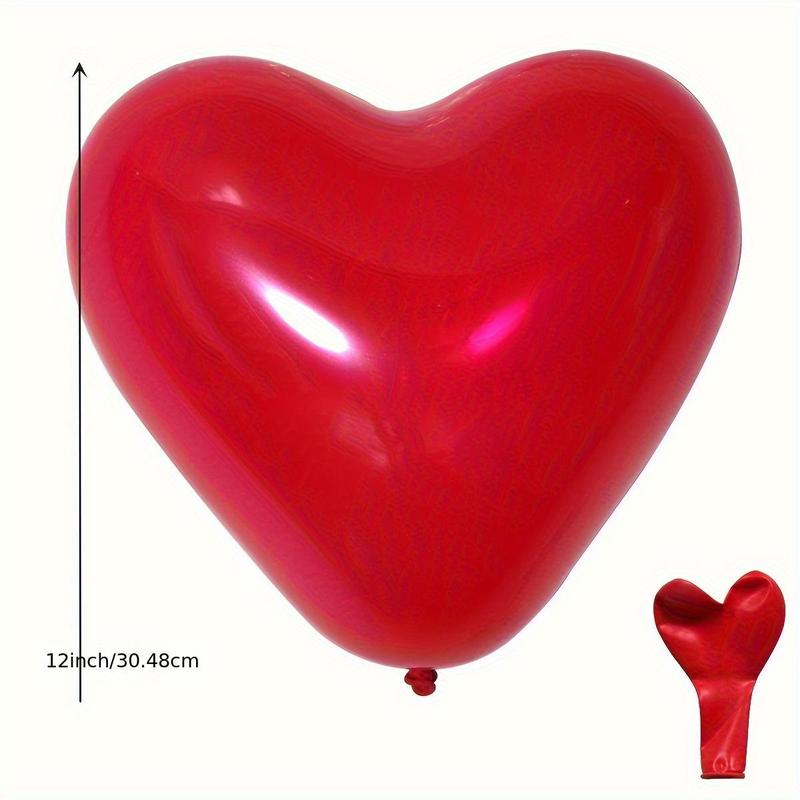 Solid Color Heart Shaped Balloon, 100pcs 12inch Latex Balloon, Birthday Wedding Party Decor Balloon, Romantic Scene Decor Balloon, Festive & Party Supplies