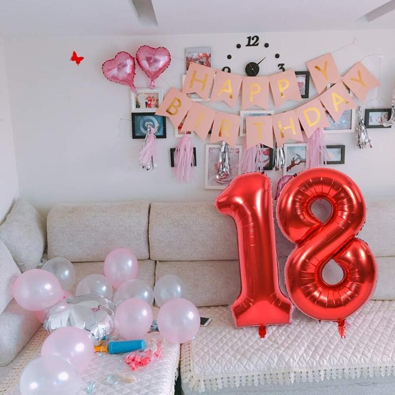 40 Inch Red Large Numbers Balloons 0-9, Number 3 Digit 3 Helium Balloons, Foil Mylar Big Number Balloons for Birthday Party Anniversary Supplies Decorations Photo Prop