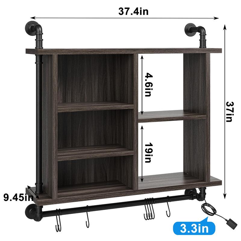 RaybeeFurniture Led Floating Shelves 4-Tier Shelves for Room Wall 37