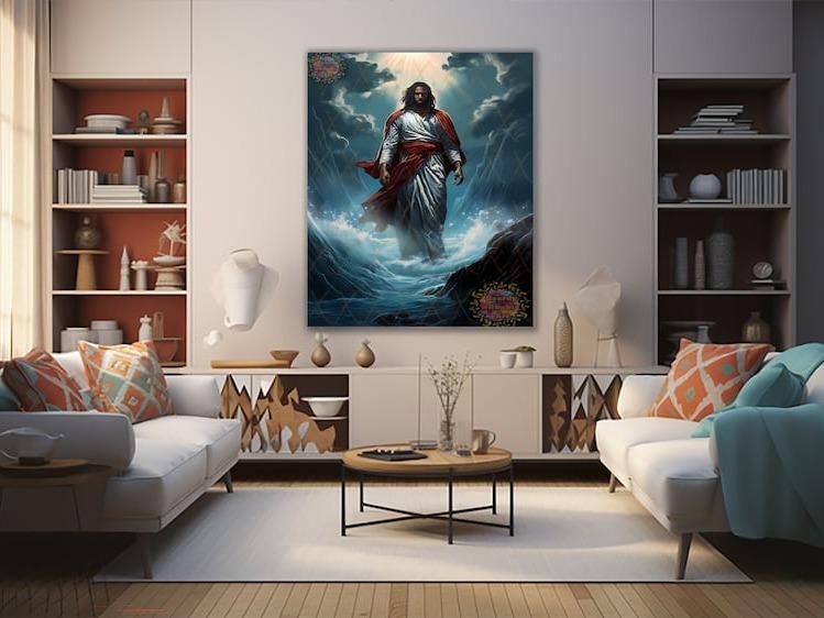 Black Jesus Walking On Water Poster, Jesus Christ Wall Art, Christian Wall Art, Black Jesus Christ décor, Melanin Jesus Poster, Jesus Art