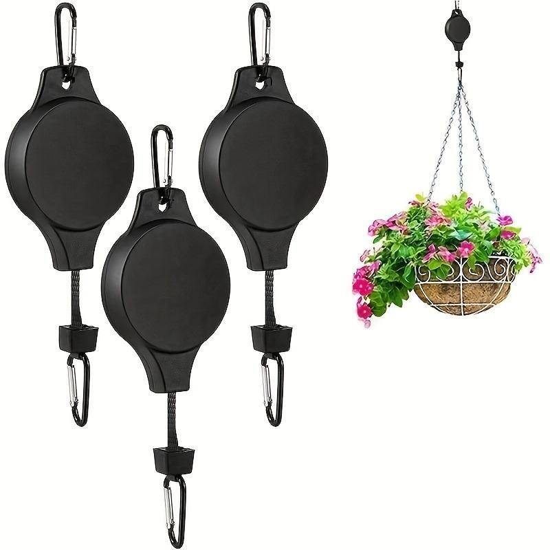 Retractable Plant Hook, 3 Counts Adjustable Height Plant Hanger, Indoor Outdoor Plant Hanger, Garden Basket Pot & Birds Feeder Hanger