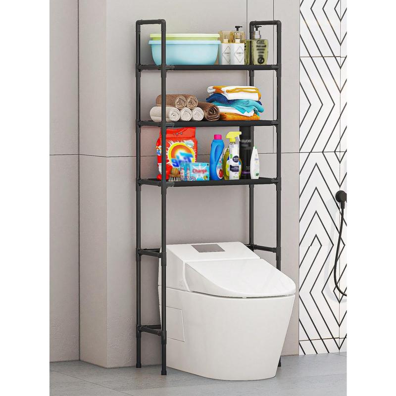 3-Layer Black Bathroom Storage Rack Set - Floor-Standing Toilet Rack & Basin Shelf Organizer organiser plastic