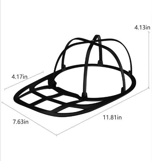 Hat Wash for Baseball Caps, Sturdy Cleaning Protector with Frame and Laundry Bag, Safety Hat Cleaner and Organizer for Washing Machines, Fits All Hats - 2-Piece Set, Black Wash Cage for Washing Machines Accessories Mesh Washer