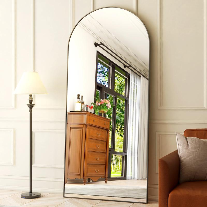 Arched Rectangle Full Length Mirror - Wall Mounted Floor Mirror- Aluminum Alloy Frame Full Body Mirror for Bathroom Living Room Bedroom and Entryway