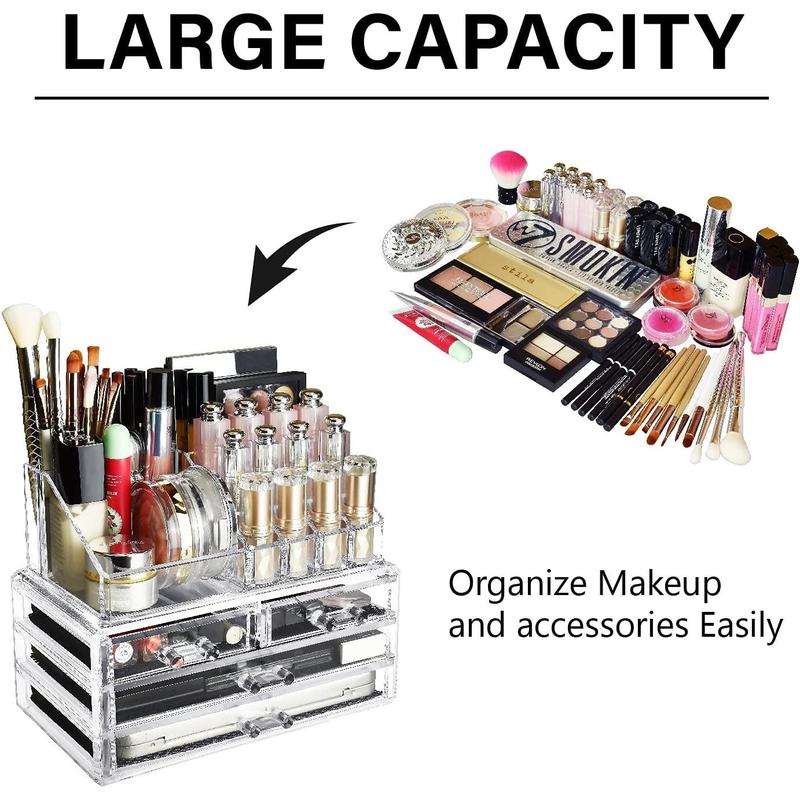 Ikee Makeup Organizer with Drawers Removable Top Lipstick Holders, Ideal Makeup or,Enhance Vanity or Bathroom with Clear Quick Visibility