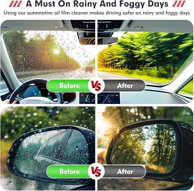  Anti-Rain and Fog Cleaning Glass Brush, Oil Film Cleaning Brush, Car Glass Oil Film Cleaning Fluid, Windshield Renovation Stain Remover – Improves Clarity and Visibility, Quick Cleaning, Home Bathroom Balcony Glass Cleaner.