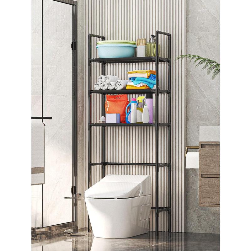 3-Layer Black Bathroom Storage Rack Set - Floor-Standing Toilet Rack & Basin Shelf Organizer organiser plastic