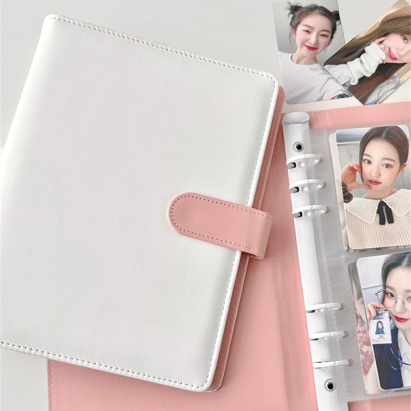 A5 Size Magnetic Snap Card Binder, 3-Inch Pop-Star Card Album, Card Storage, DIY Leather Photo Book Cover